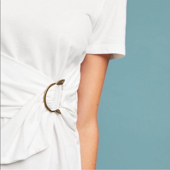 Anthropologie Maeve White Belted Dakota Short Sleeve Top - Picture 2 of 10